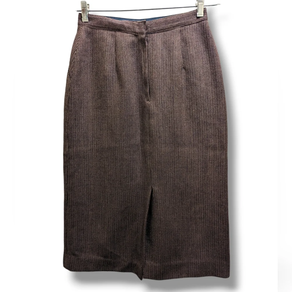 Jones New York+Neiman Marcus Brown Vintage Wool Pencil Skirt- (tag size 12)